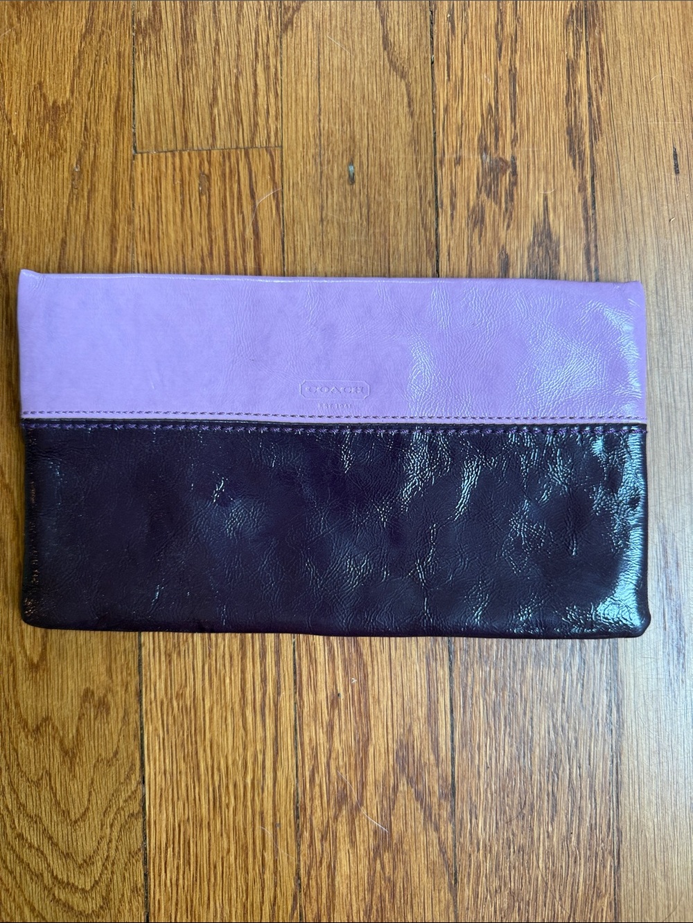 Coach Two-Tone Lavender and Deep Plum Leather Clutch